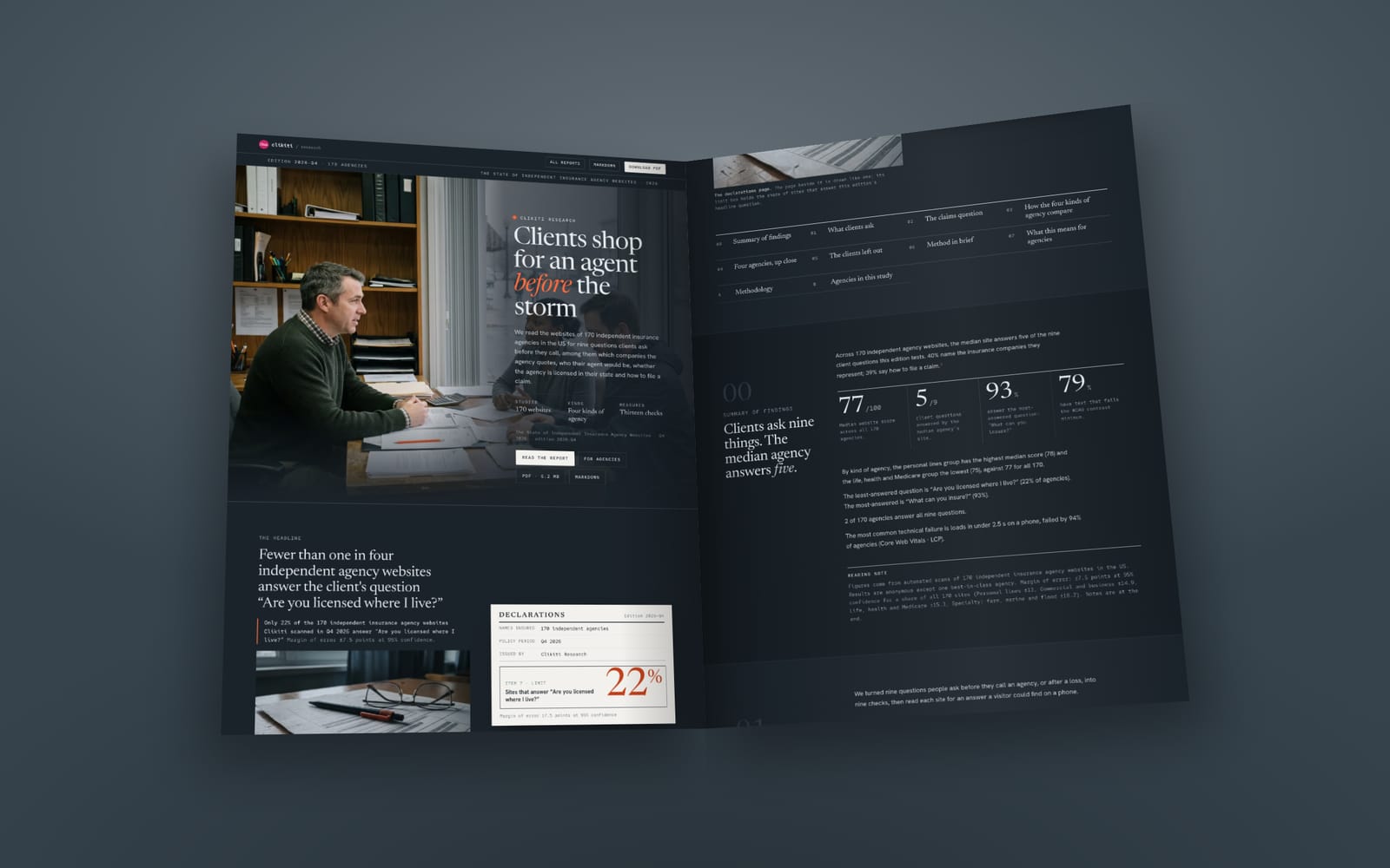 The opening pages of The State of Independent Insurance Agency Websites 2026