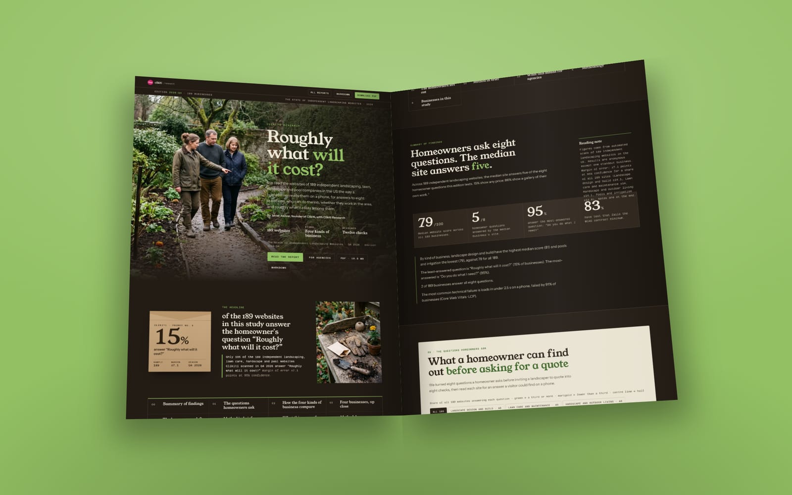 The opening pages of The State of Independent Landscaping Websites 2026