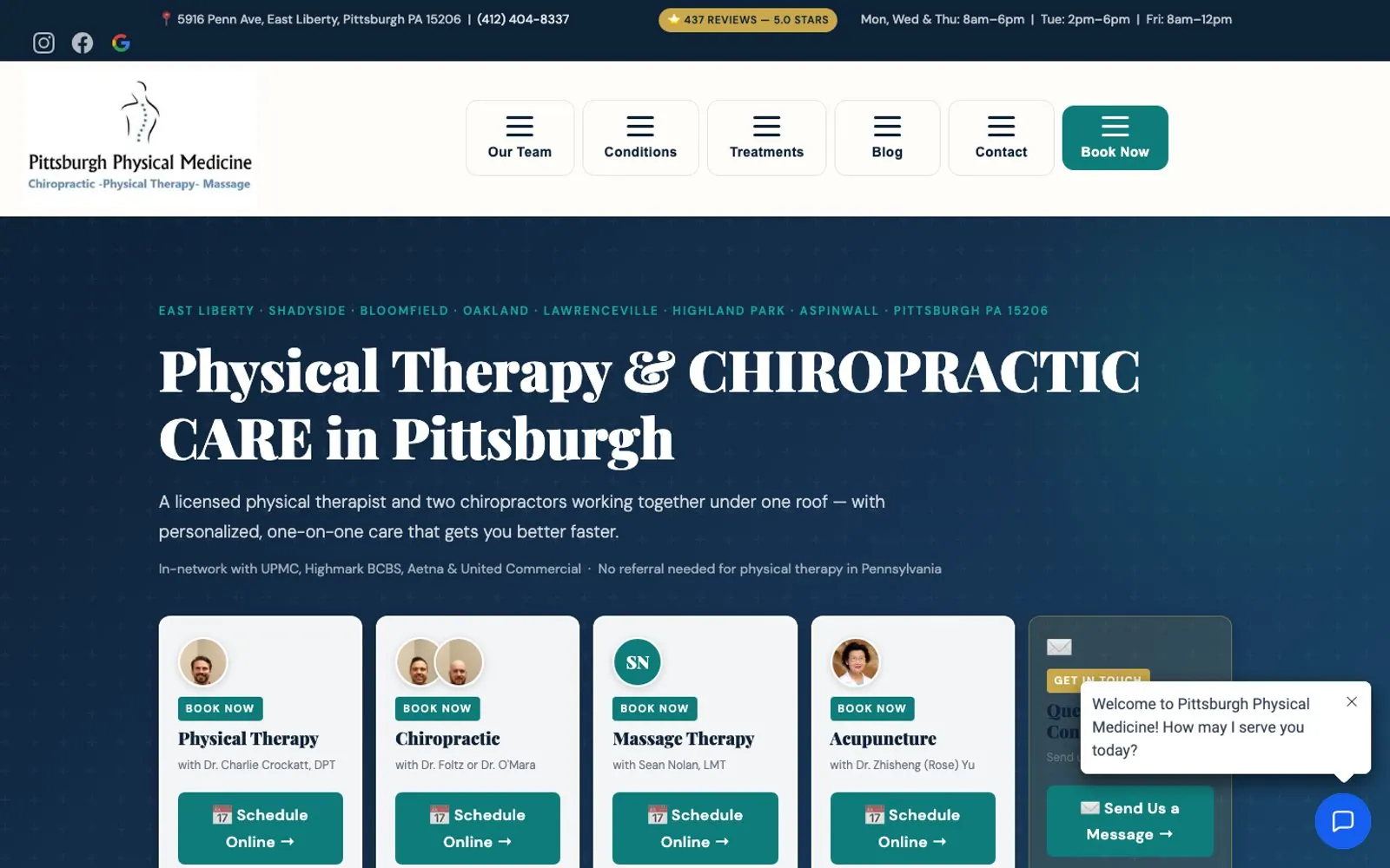 The home page of Pittsburgh Physical Medicine