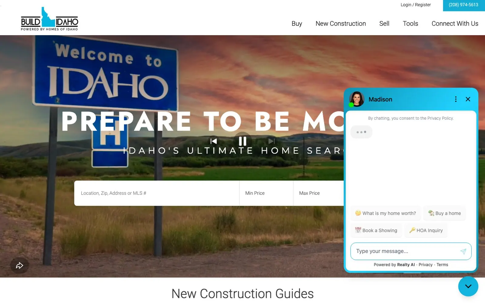 The home page of Build Idaho (Homes of Idaho)