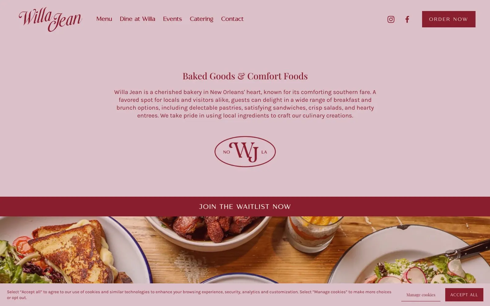 The home page of Willa Jean