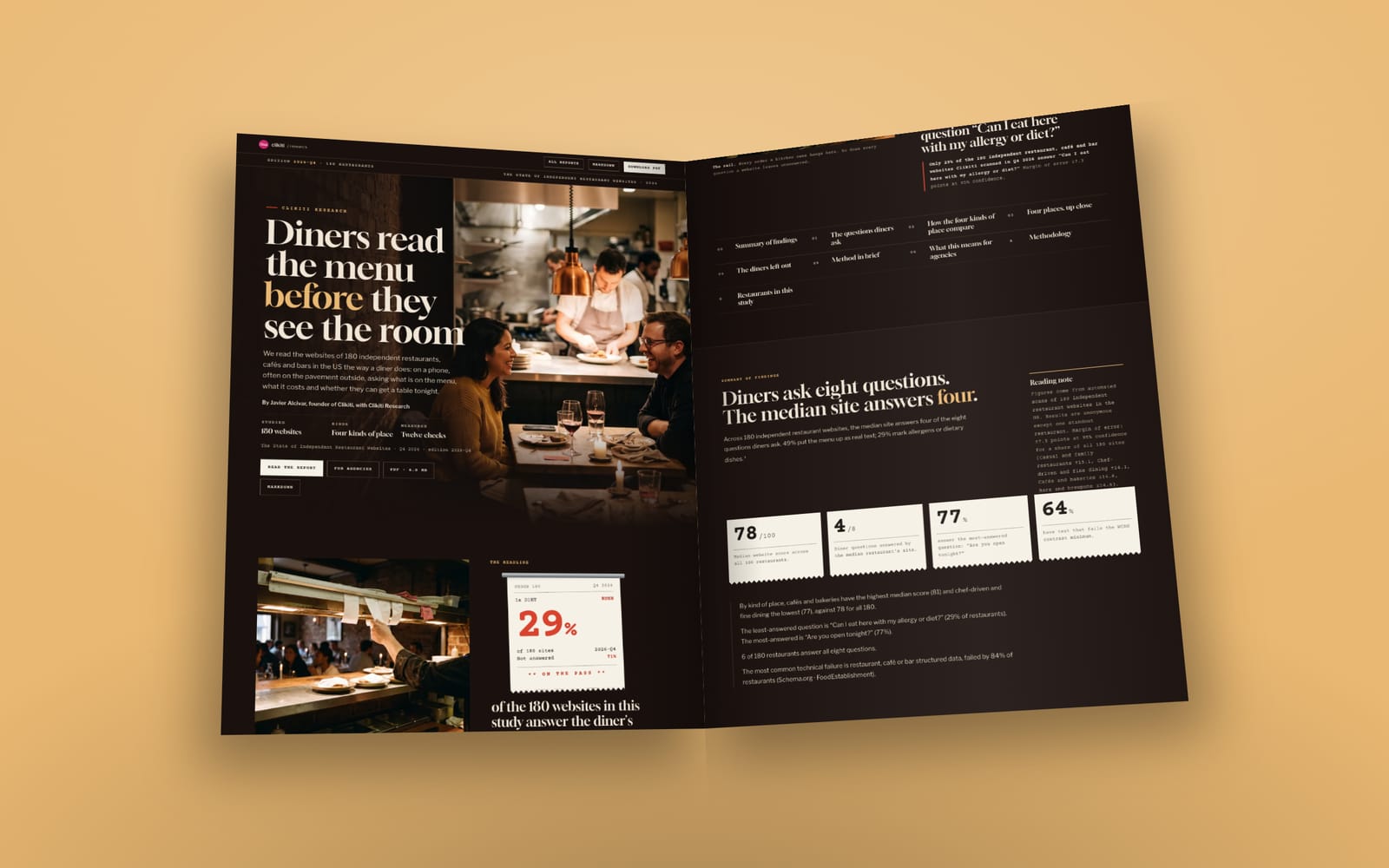 The opening pages of The State of Independent Restaurant Websites 2026