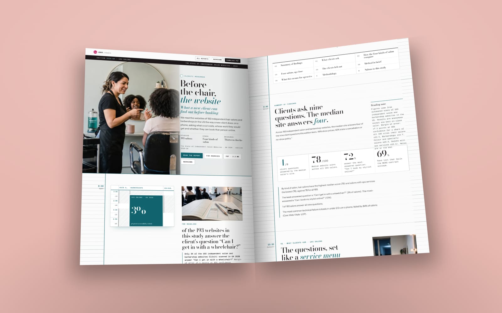 The opening pages of The State of Independent Salon and Barbershop Websites 2026