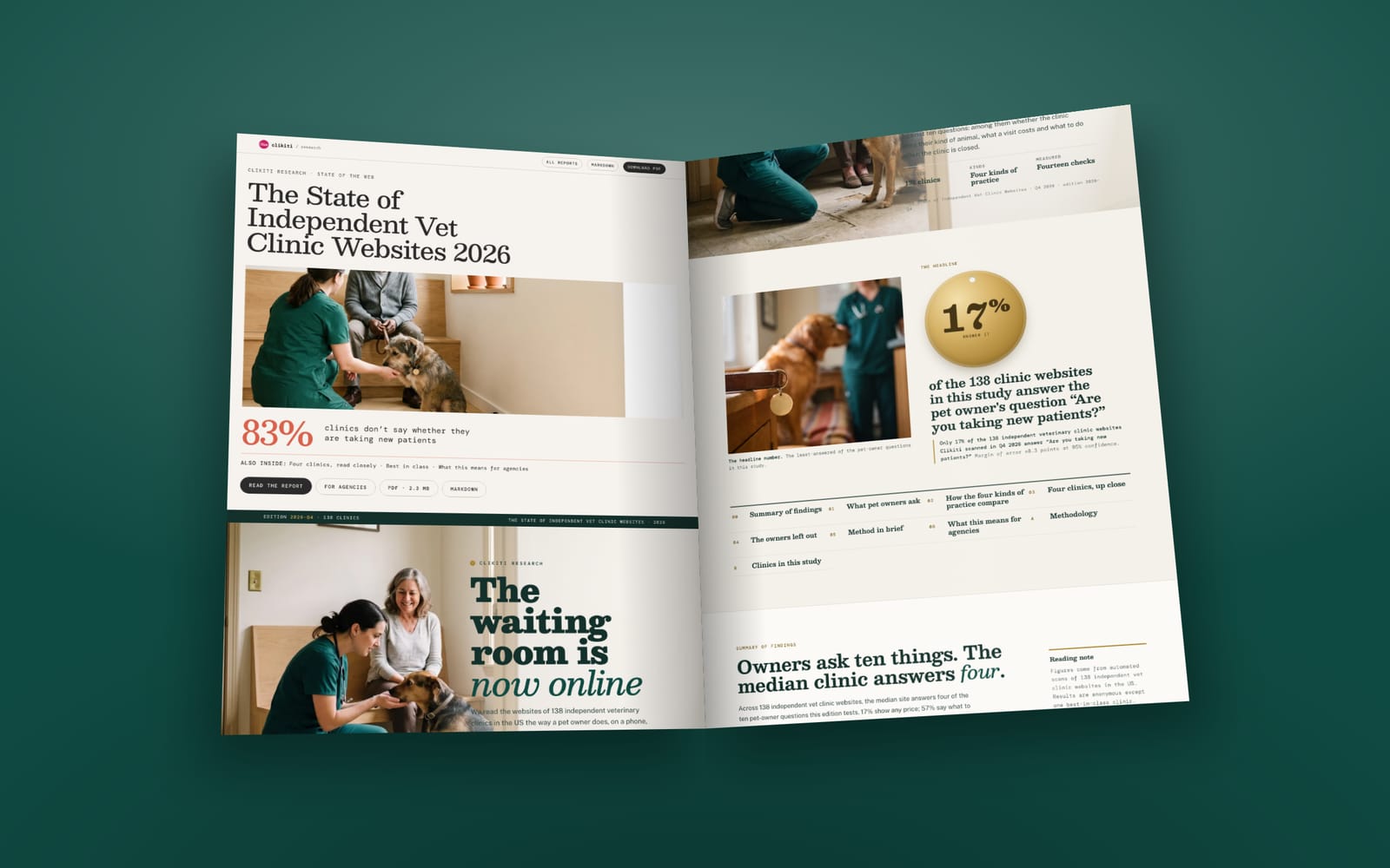The opening pages of The State of Independent Vet Clinic Websites 2026