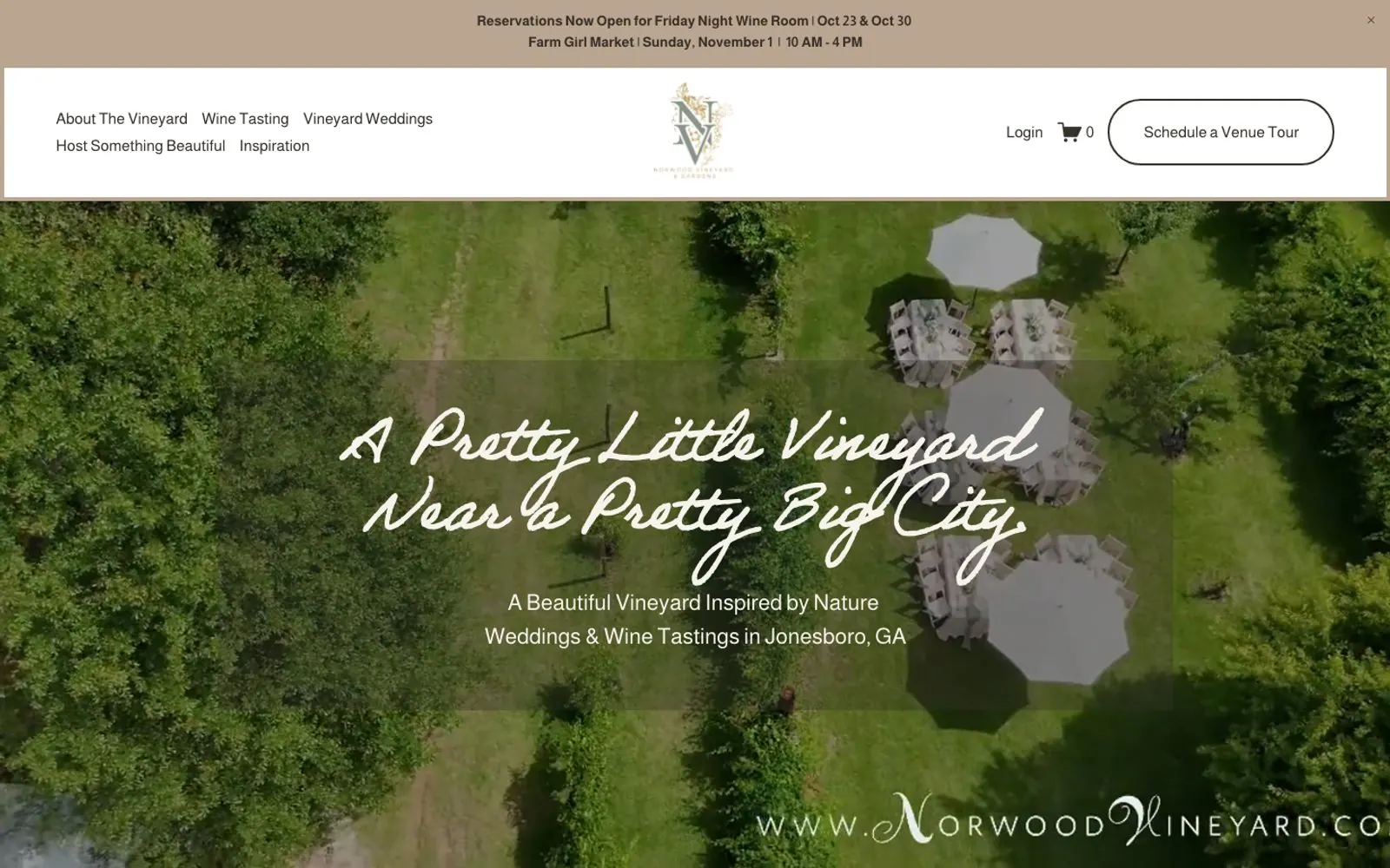 The home page of Norwood Vineyard