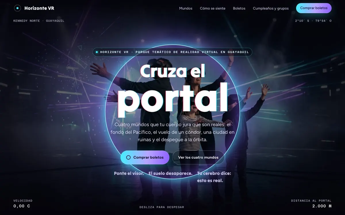 Horizonte VR, the first screen